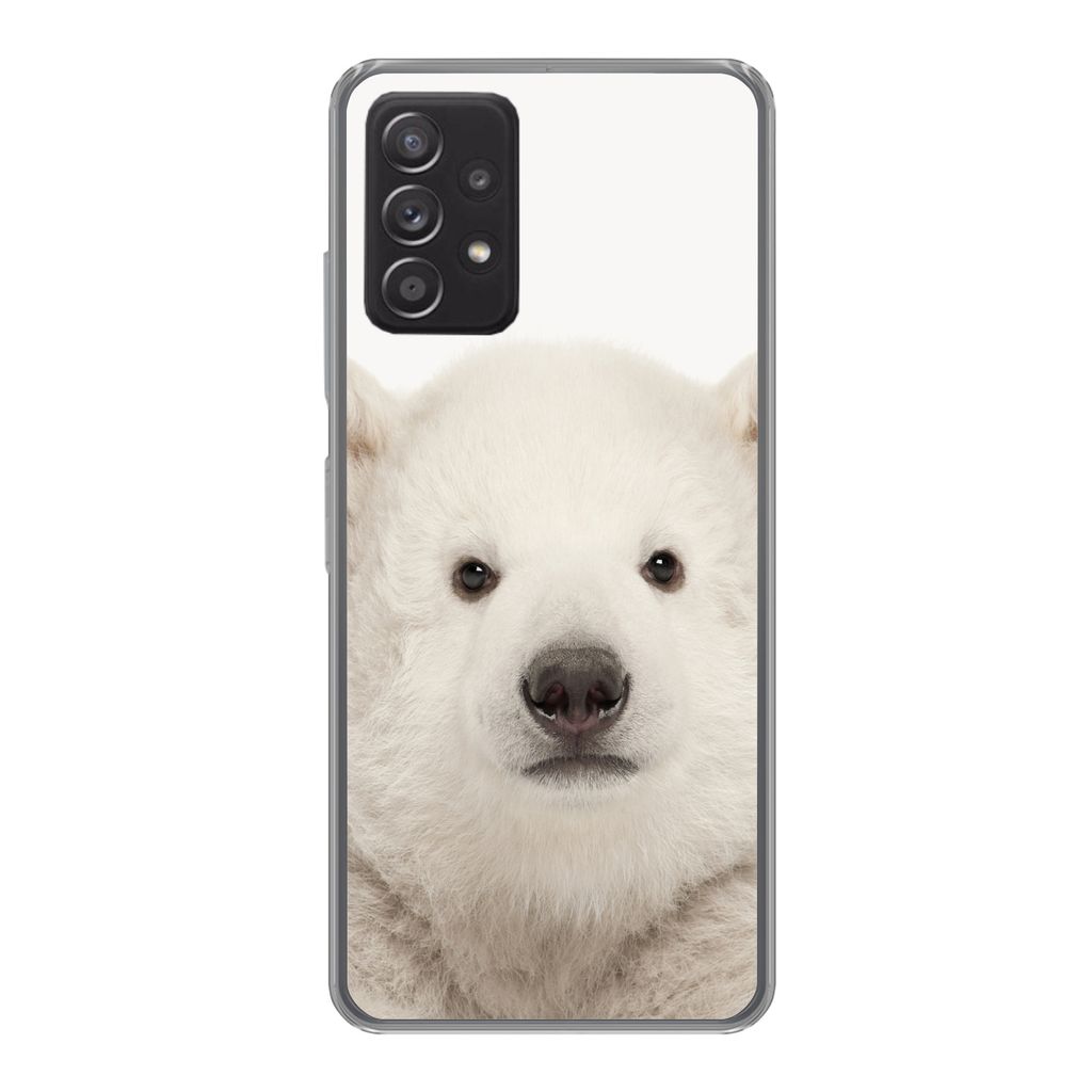 MuchoWow Handyhülle Schutzhülle Hülle für Samsung Galaxy A53 5G Eisbär - Tiere - Weiß - Kinder - Jungen - Mädchen Silikon Softcase Handy H...