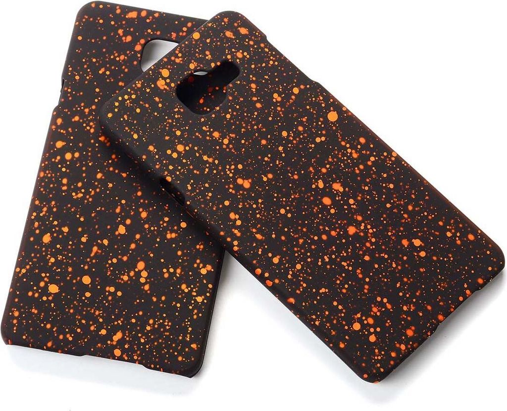 Handy Hülle Schutz Case Bumper Schale für Samsung Galaxy A7 2016 3D Sterne Orange