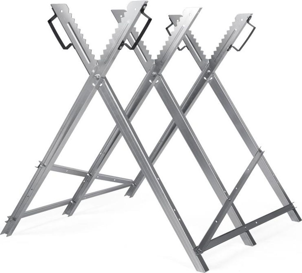 Bettizia Sägebock mit 3 Haltern und Zahnung zusammenklappbarer bis 150 kg 79.5x82x80 cm Silber