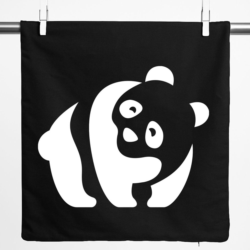 Huuraa Kissenbezug Panda Silhouette 40x40cm Black Baumwolle Dekokissenbezug Geschenkidee