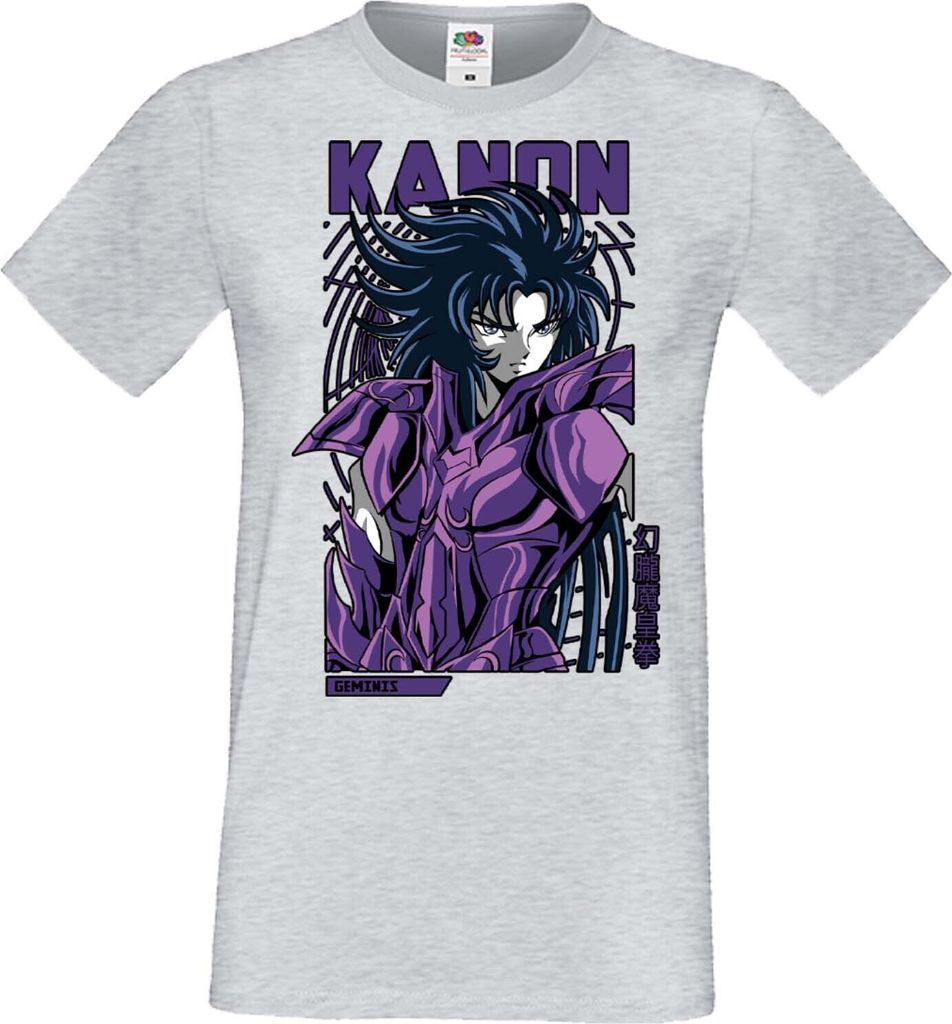 Herren T-Shirt Manga Anime Saint Anime Seiya Gemini Kanon Gemini Kanon, Man S / Grau
