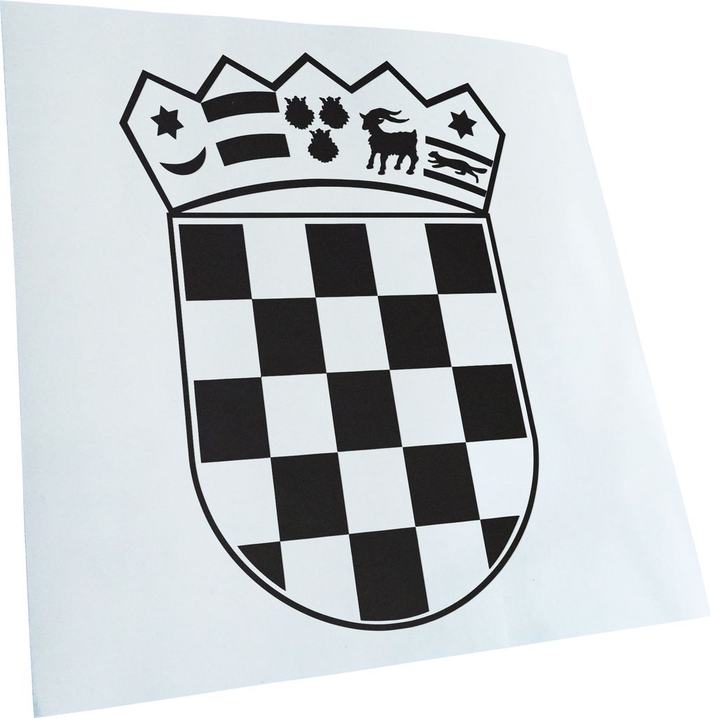 Kiwistar - Autoaufkleber - Mattschwarz - 30x23cm Flagge Kroatien Wappen Aufkleber für Auto, Laptop, Fahrrad, LKW, Motorrad mehrfarbig JDM Decal Ra...