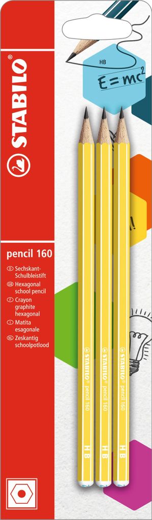 Bleistift - STABILO pencil 160 in gelb - Härtegrad HB - 3er Pack