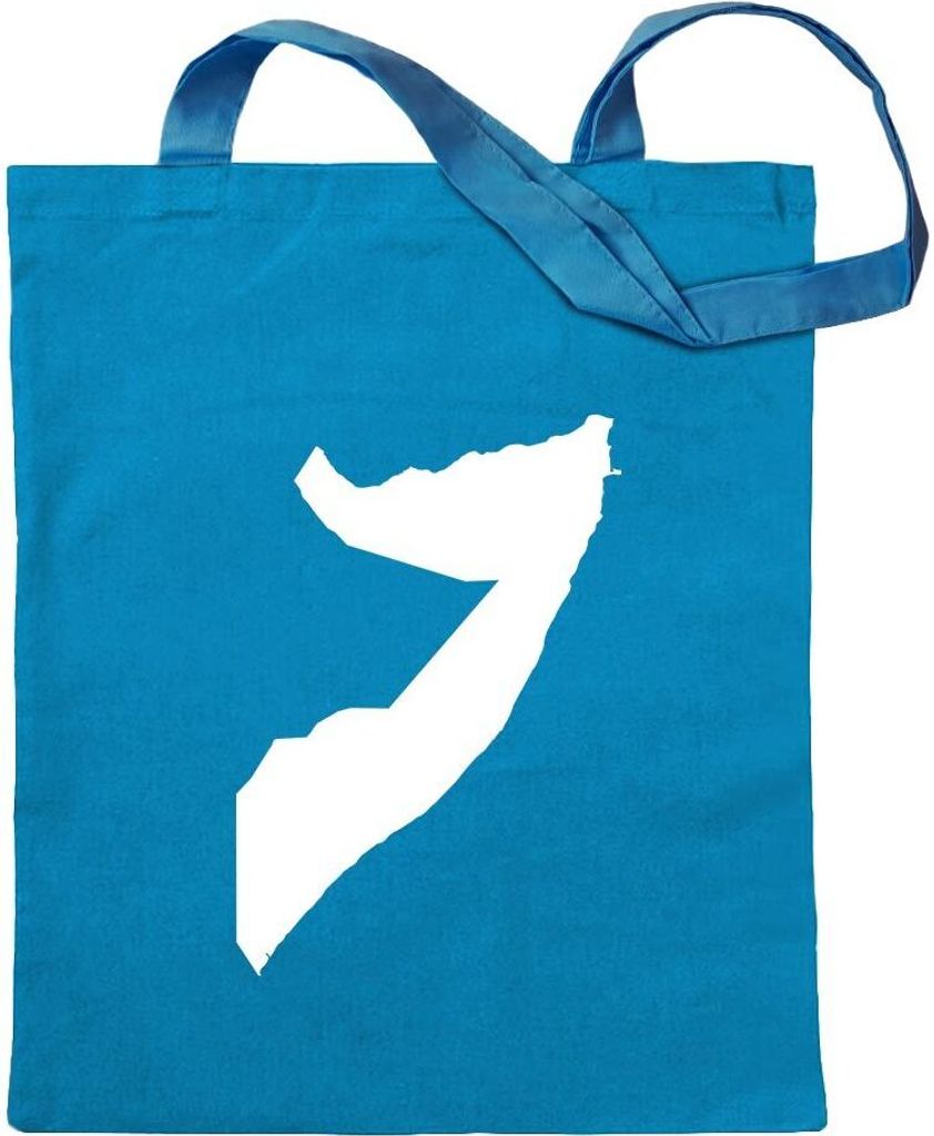 Kiwistar - Baumwolltasche - hellblau - Somalia Umriss Kontur - Tragetasche Stoffbeutel Umhängetasche Langer Henkel