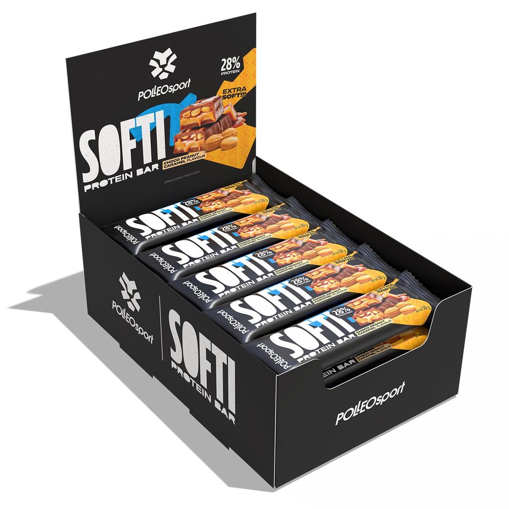Polleo Softi Protein Bar, 20 x 50 g - Choco Peanut Caramel