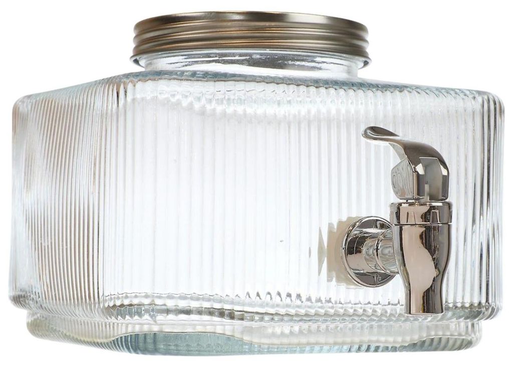 HowHomely | Getränkespender - Limobehälter - 3L - aus Glas - mit Deckel - Wasserspender