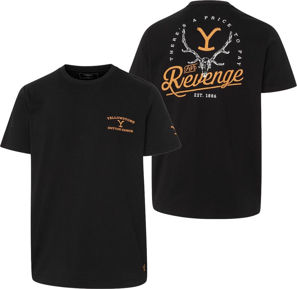 Stars & Stripes T-Shirt YELLOWSTONE »For Revenge« Schwarz