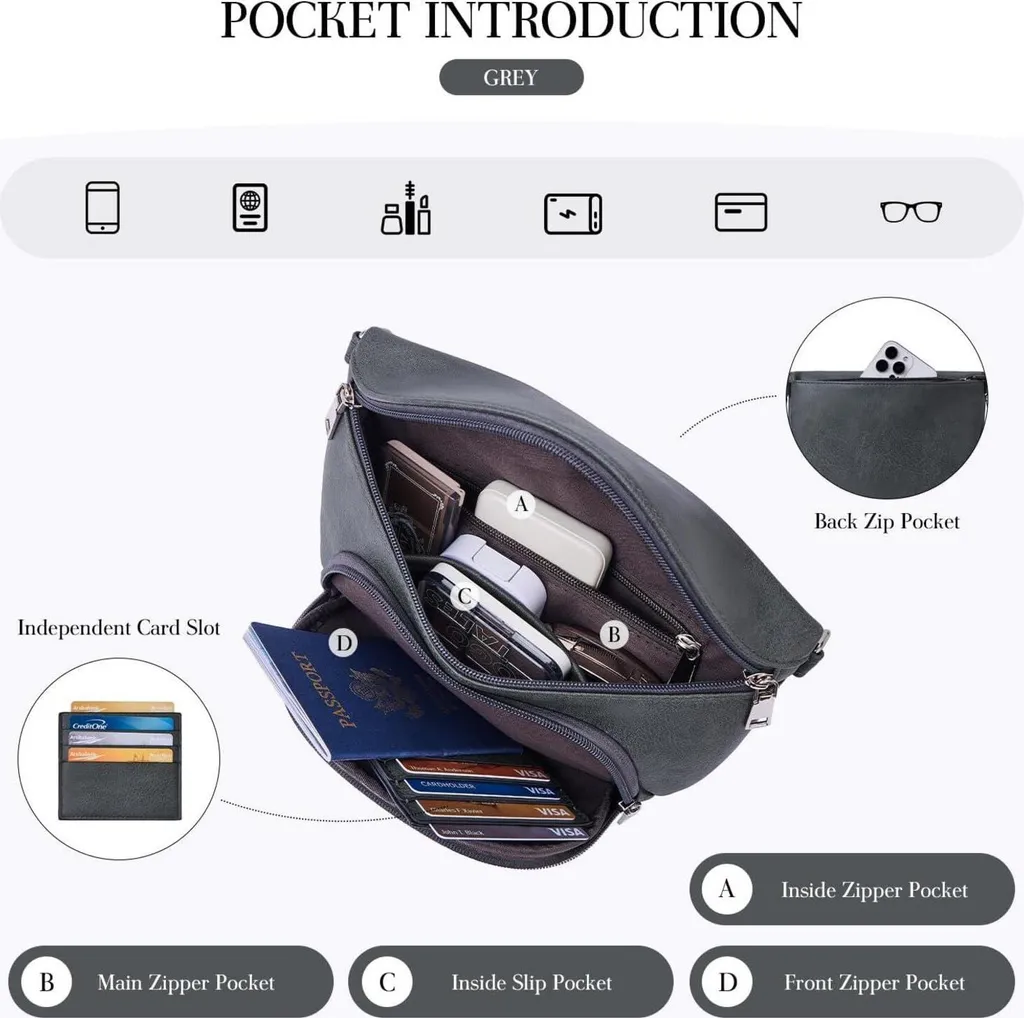 Sac poitrine femme bandoulière MUIIKOLA en cuir synthétique anti-vol - 5