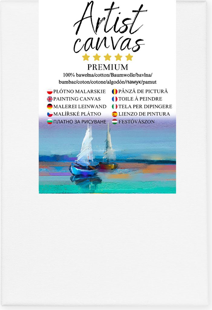 Tela su telaio, 100% cotone, 280 g/m², fondo bianco 80X100 Immagine del prodotto 