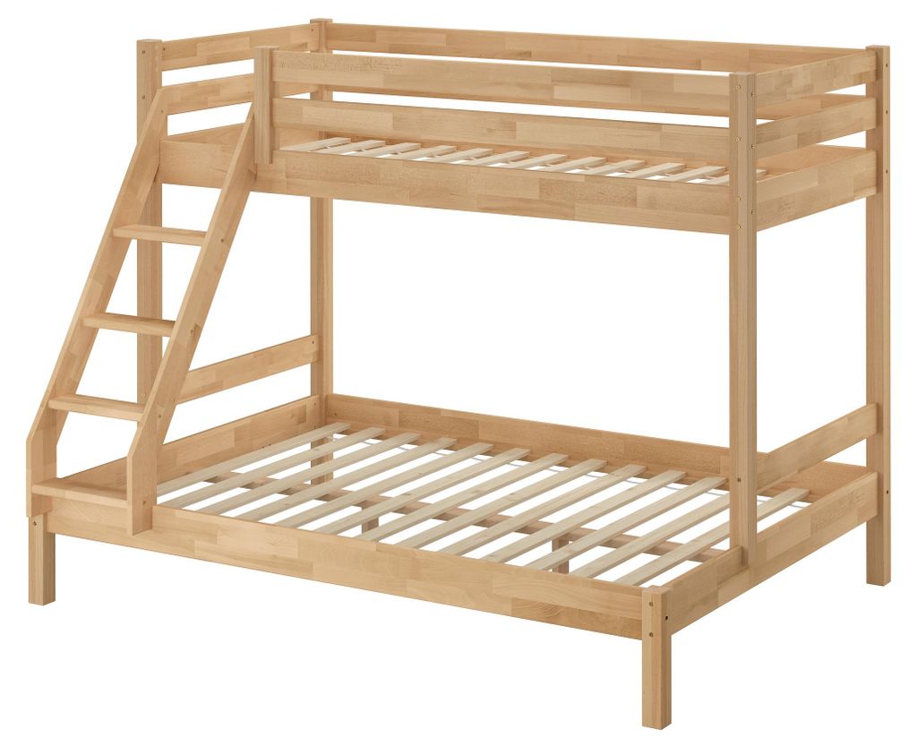 Stabiles Stockbett Etagenbett 90x200 u 140x200 Buche massiv Produktbild 
