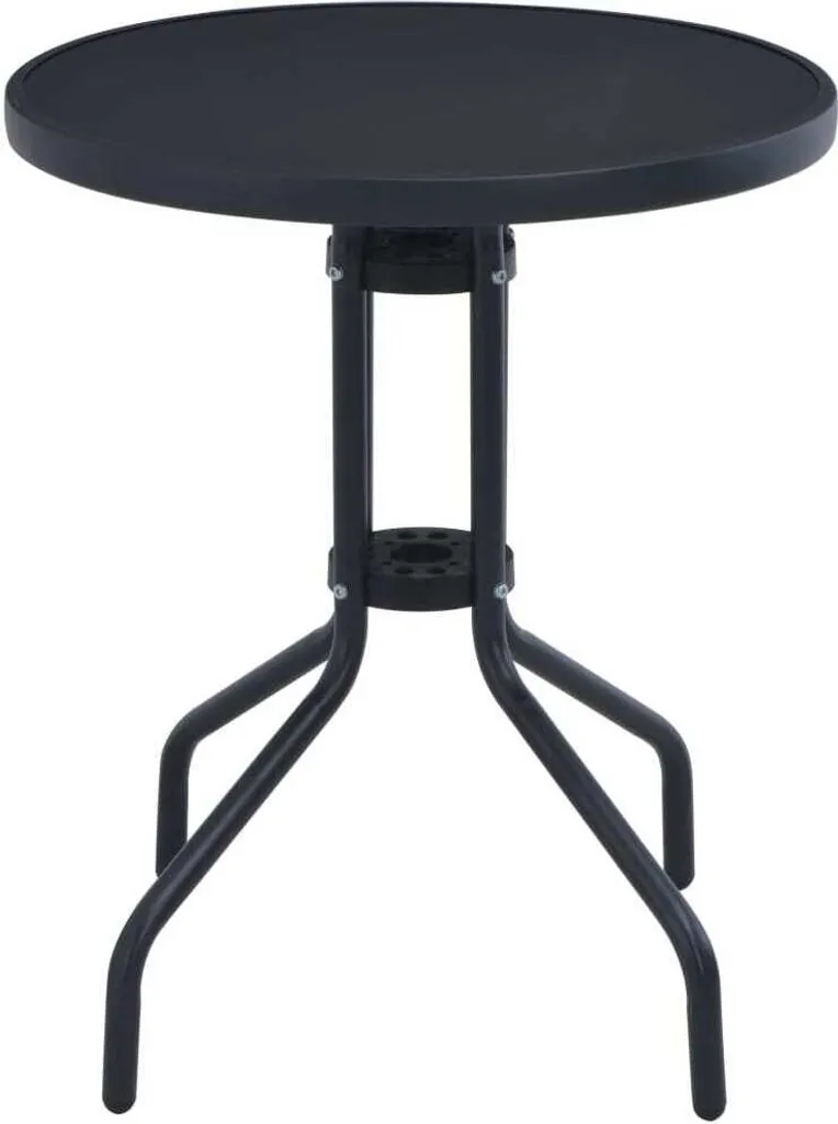 Offerta Tavolo Giardino 80 cm Nero Acciaio Vetro - Prezzo Outlet - 2