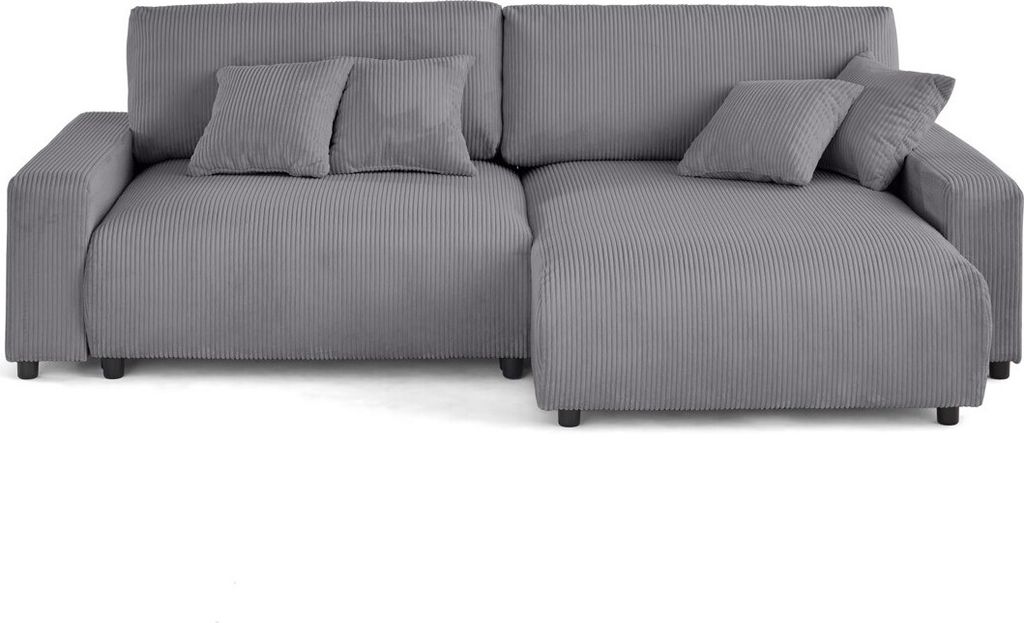 Lisa Design Pivoine - 4-Sitzer umkehrbar Schlaffunktion mit 2 Koffern aus Cordstoff , Hellgrau