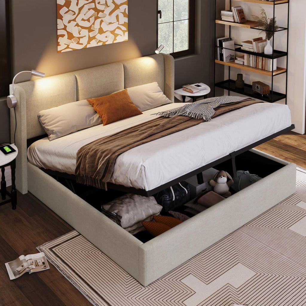 SUNFECILI Polsterbett 160x200 cm,Boxspringbett 160x200,mit Produktbild 