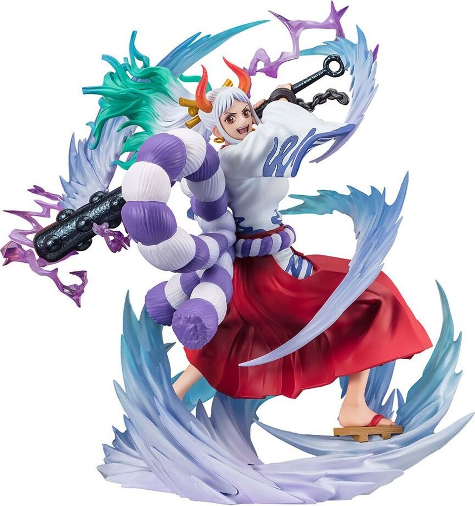 A dynamic action figure of Yamato from One Piece, posed mid-attack with swirling water and ice effects.