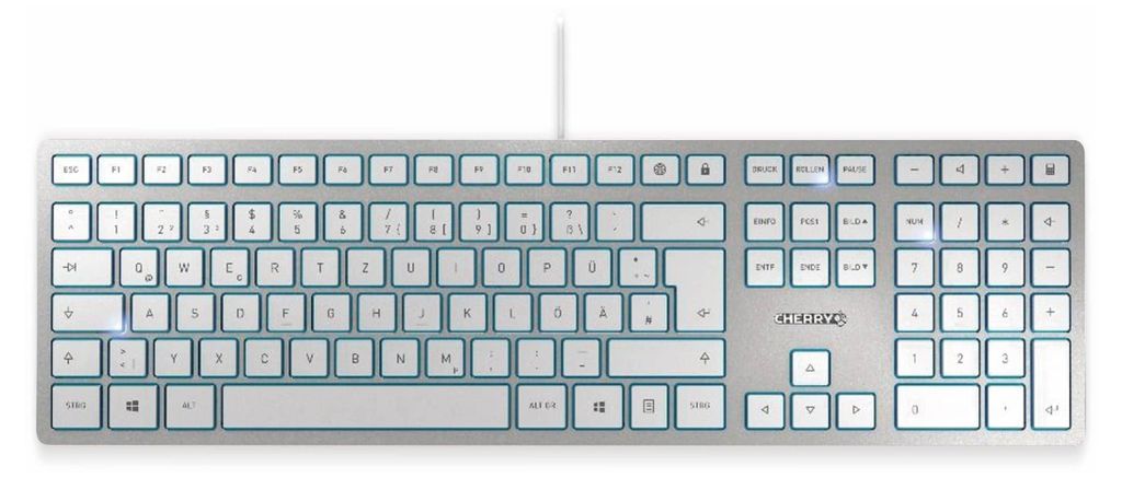 CHERRY KC 6000 SLIM Tastiera a filo, argento/bianco, USB Immagine del prodotto 