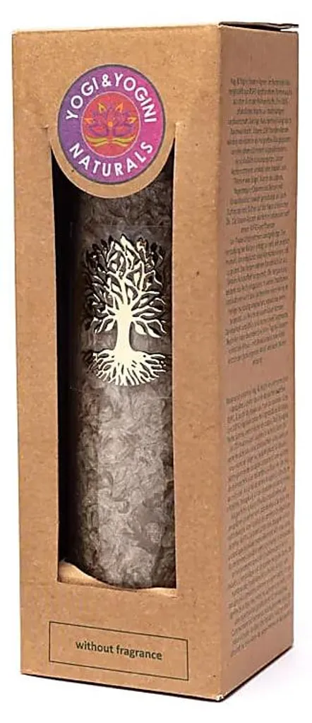 Bougie de table stéarine marron Arbre de Vie pour méditation
