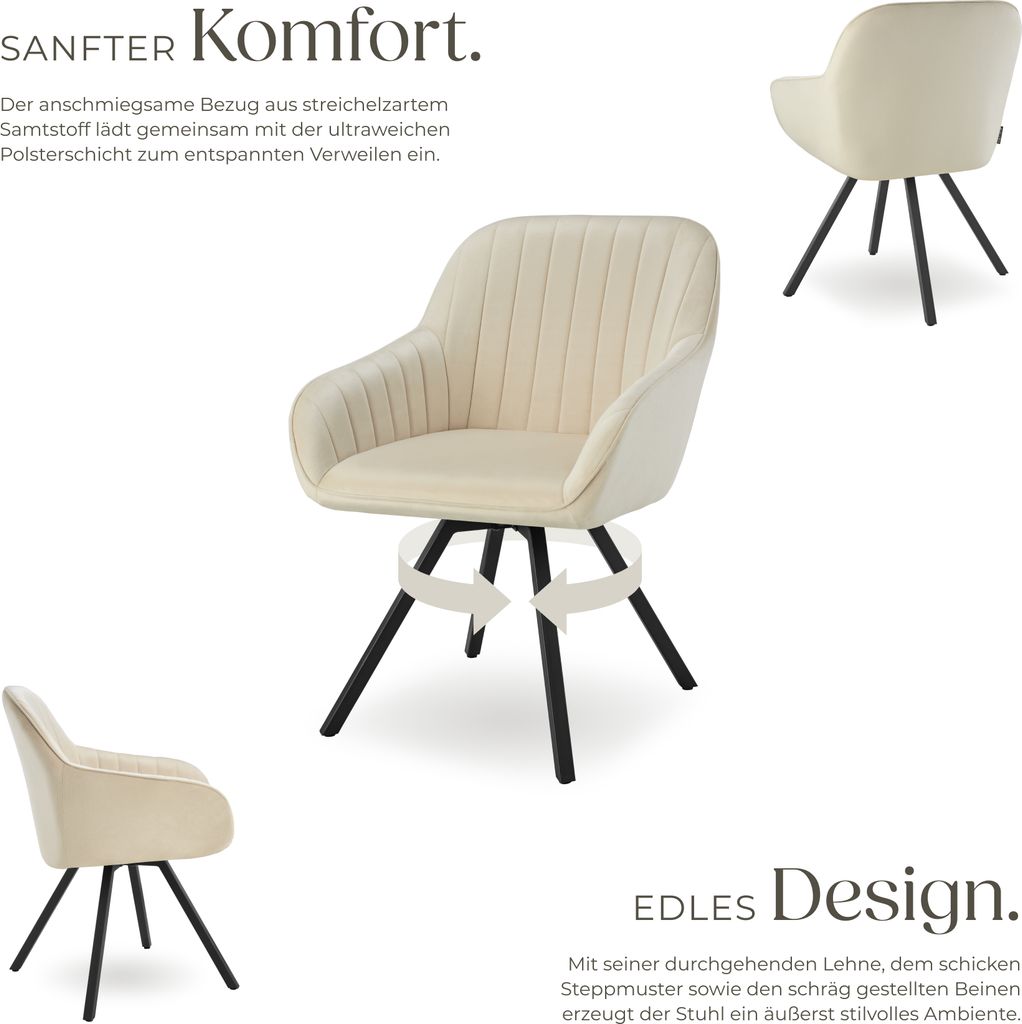 Otočné kreslo Snug čalúnené, zamatový vzhľad 58 x 58 x 82 Obrázok produktu 3