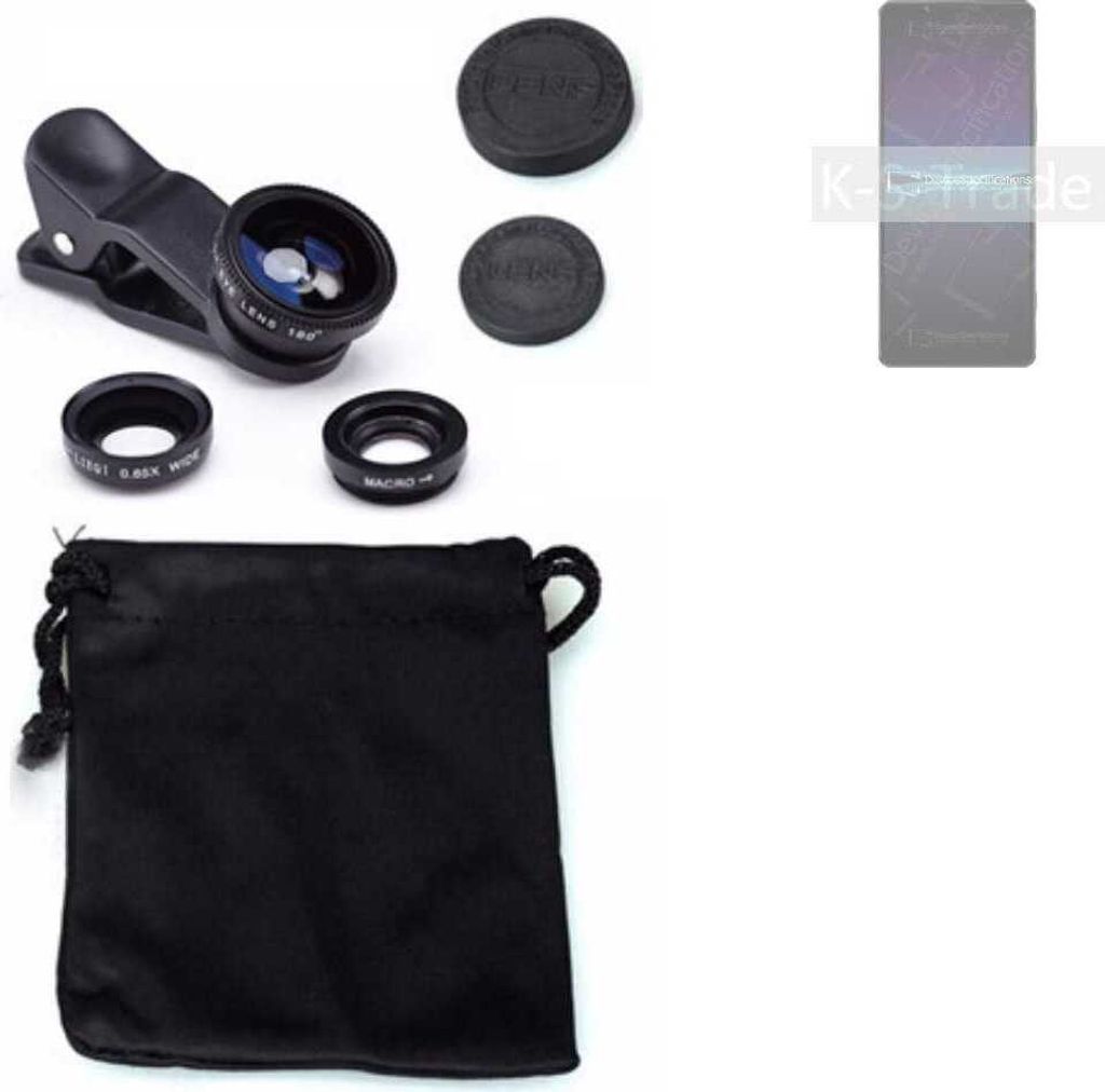 K-S-Trade Smartphone Kamera Linsen Set Kompatibel mit Sony Xperia 1 IV 3in1 Clip-On Kamera Adapter Macro Weitwinkel FishEye Fischauge Objektiv Linse