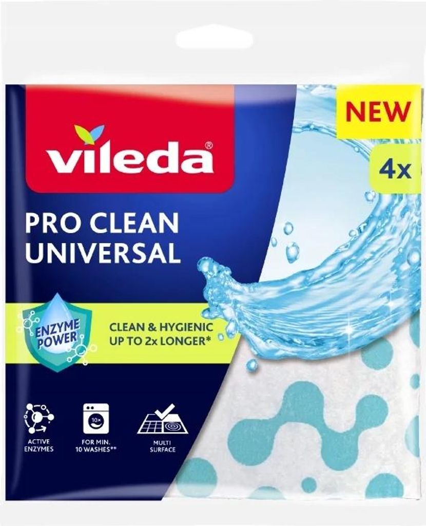 Universal cloth with enzymes Vileda Pro Clean 4 pcs. Immagine del prodotto 