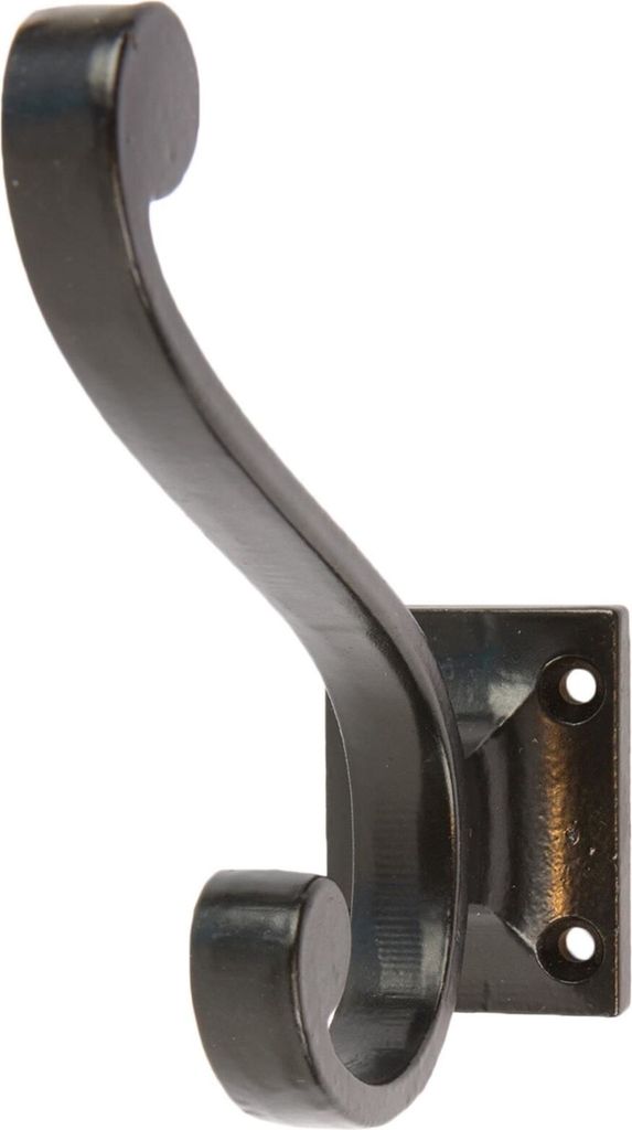 Quadratischer Rückenhut & Mantelhaken Gusseisen W36mm x H109mm Schwarz