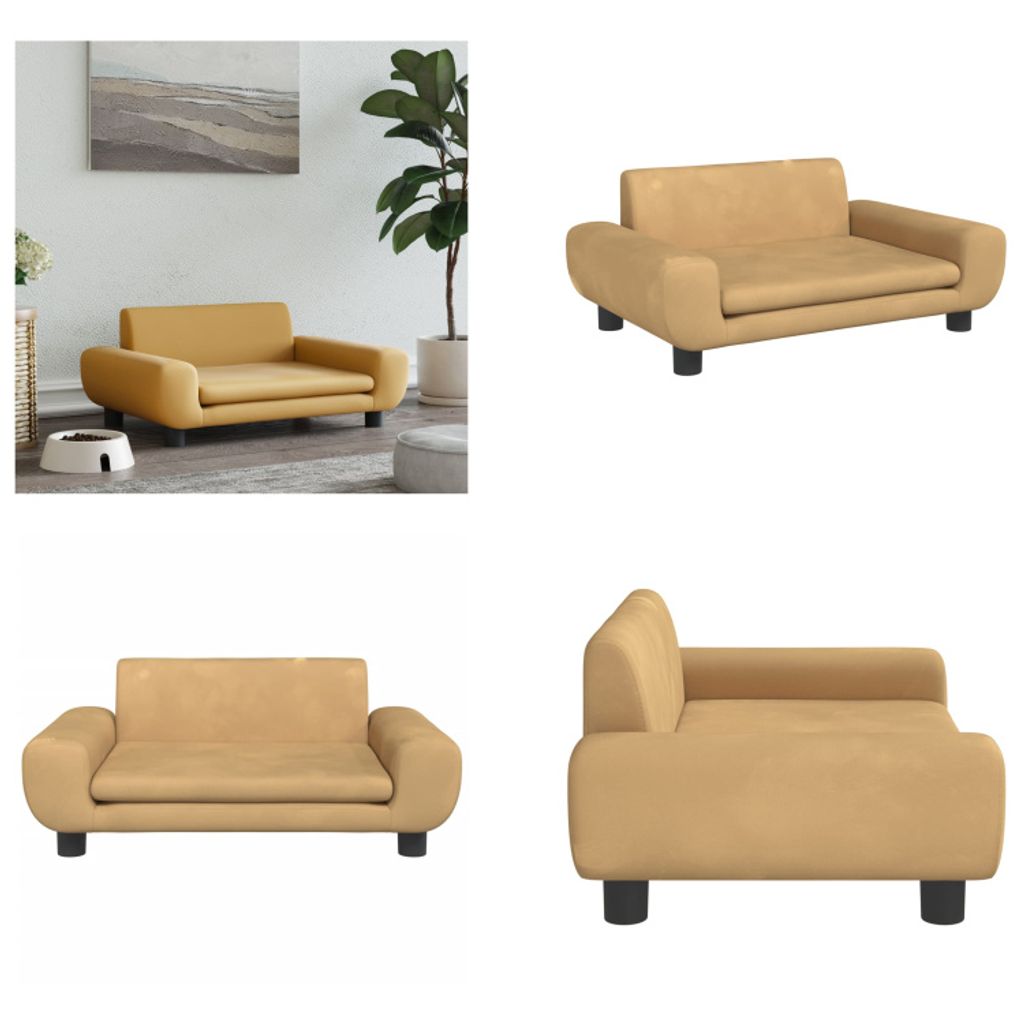 vidaXL Hundebett Braun 70x45x33 cm Samt - Hundebett - Hundebetten - Hundesofa - Haustiersofa