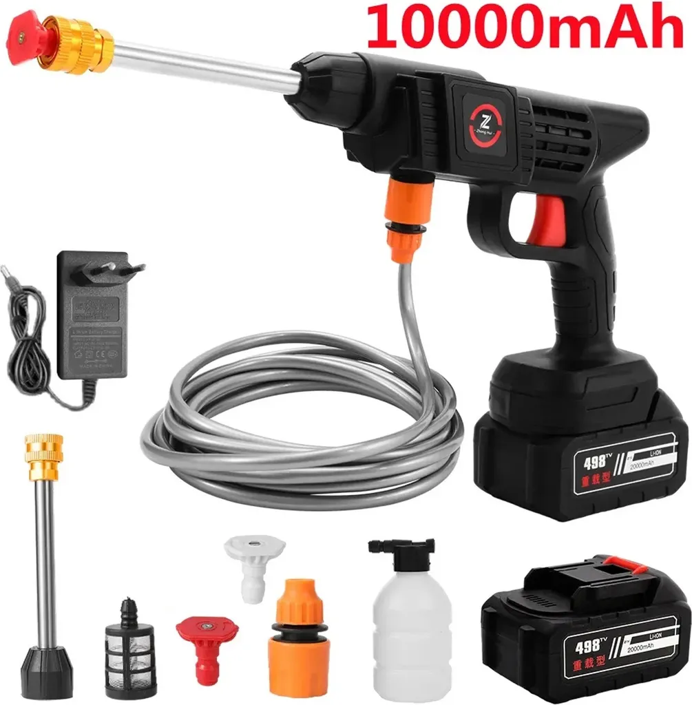 Idropulitrice a Batteria 21V 50Bar: Pistola Acqua Alta Pressione 10000mAh