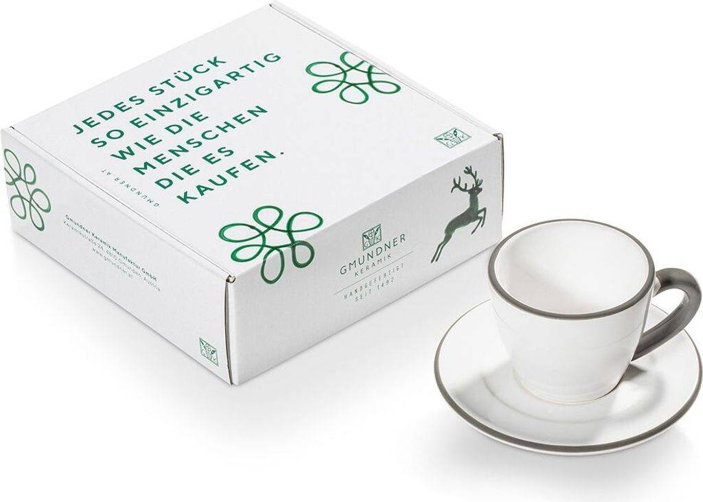 Gmundner Keramik Grauer Rand Espresso Geschenkset 2 Stück