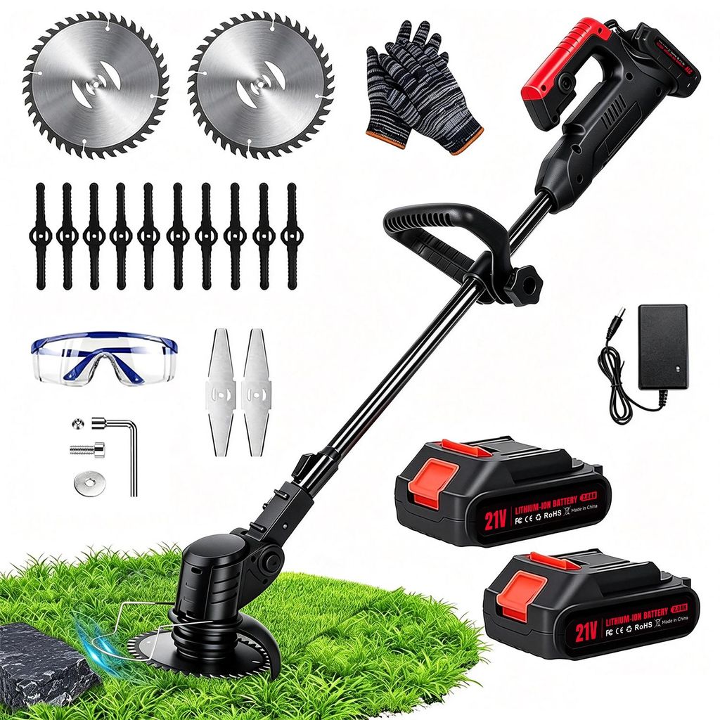 Akku-Rasentrimmer 21V mit 2 Batterie, Freischneider, Produktbild 