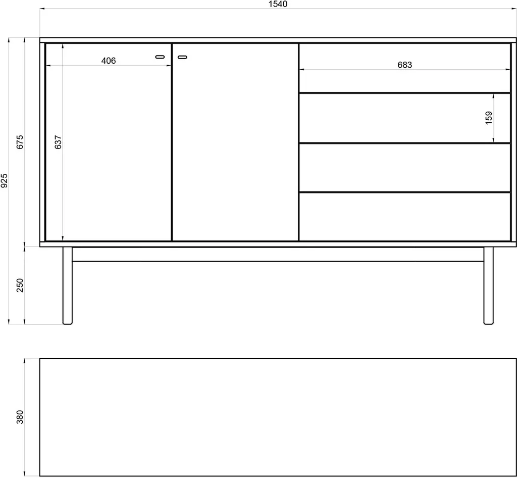 Buffet de Salon Moderne 154 cm Greige Selsey Olar Rangement Chic