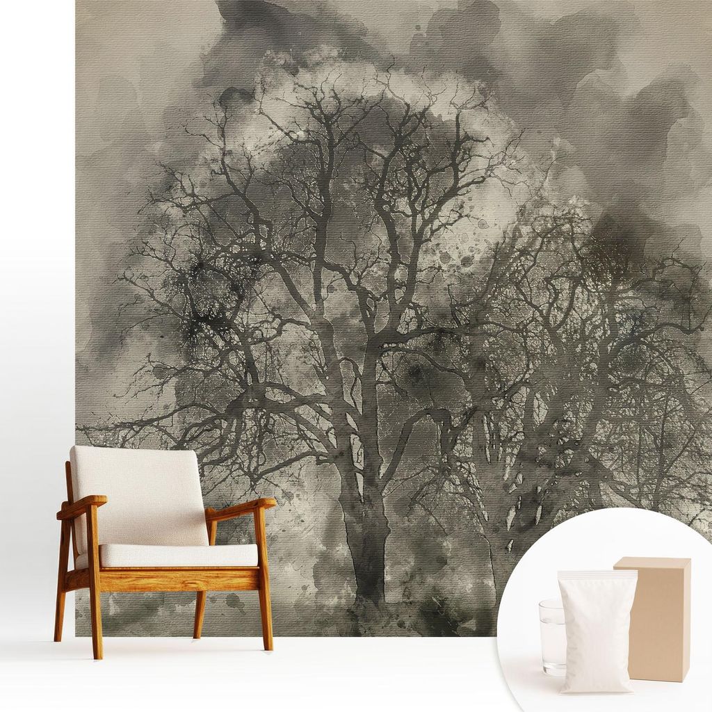 Fototapete - 250x250 cm - Tapete - Wandtapete - Wandbilder - Dekofolie - Tapete Folie - Wand - Dekoration - Wohnzimmer - Mysteriöse Bäume