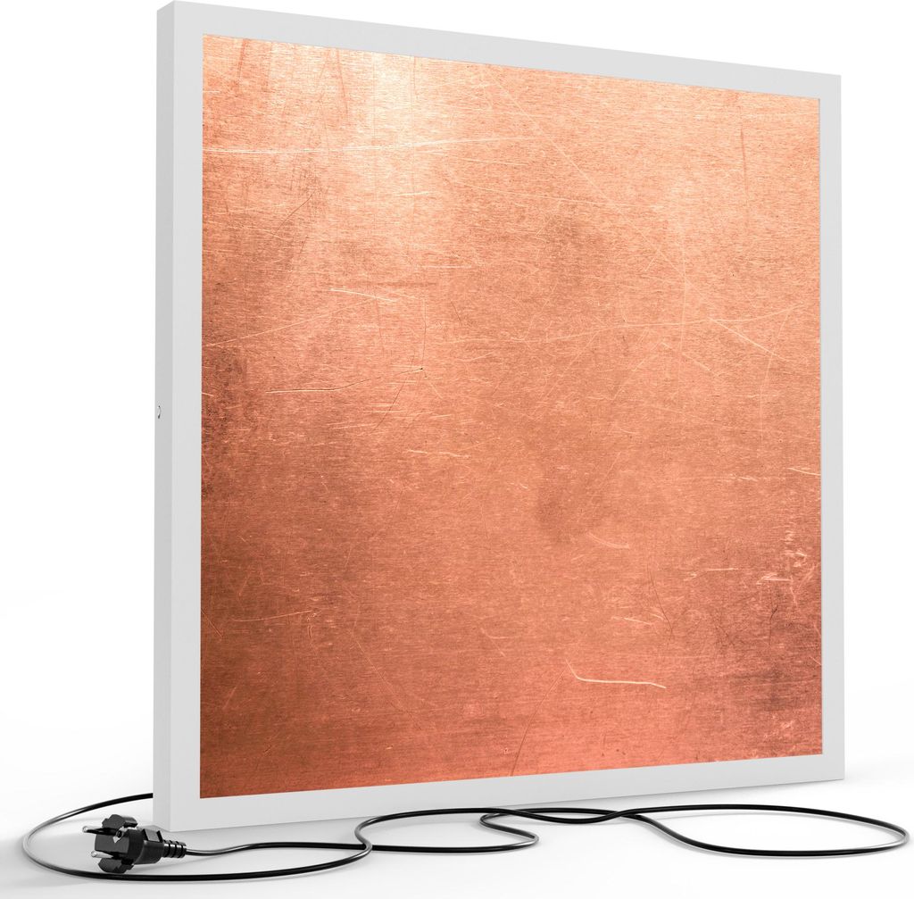 DEQORI LED-Bild & Lampe 60x60 cm Weiß 'Kupferplatte mit Kratzern' Leuchtbild LED Leuchte