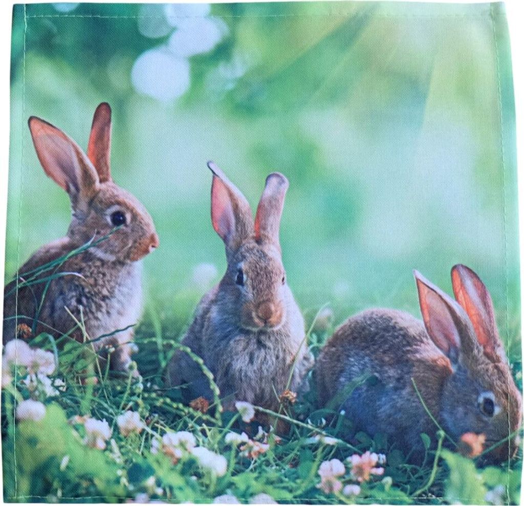 Tischdeckchen NELE süße Osterhasen Fotodruck Polyester 30 x 30 cm