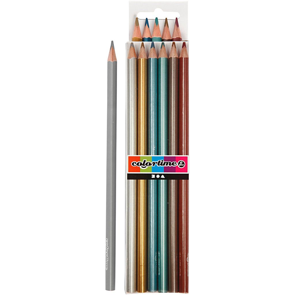 Colortime Buntstifte, Mine: 3 mm, Metallic-Farben, 6Stck.