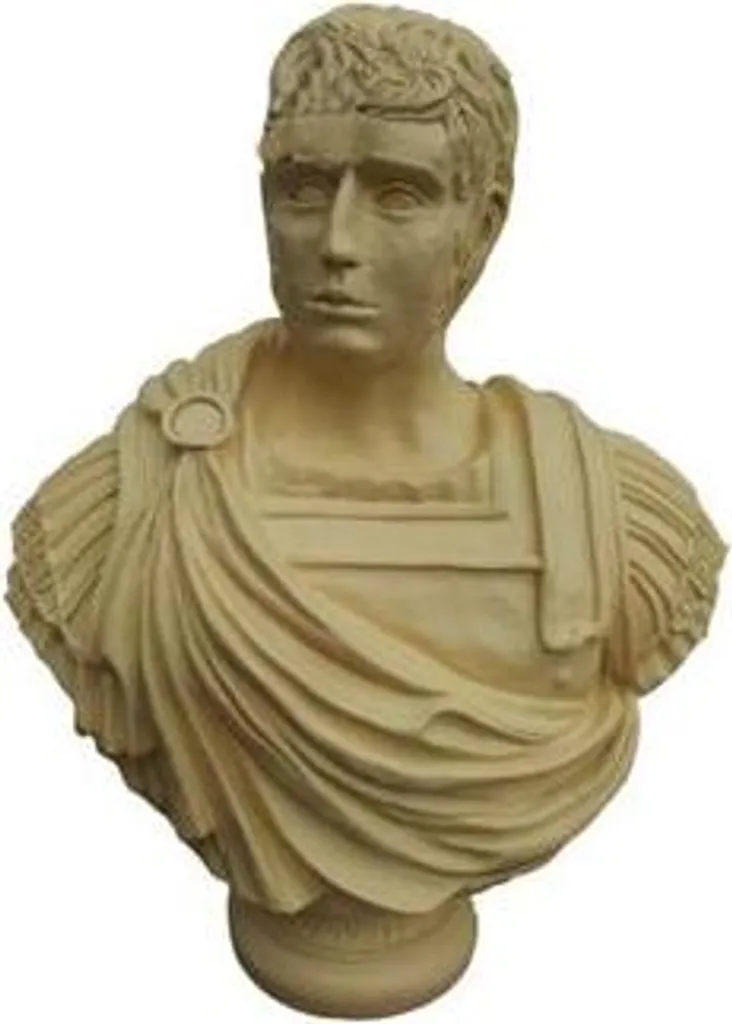 Grande Sculpture Jules César 72 cm Buste en Résine Finition Musée R3