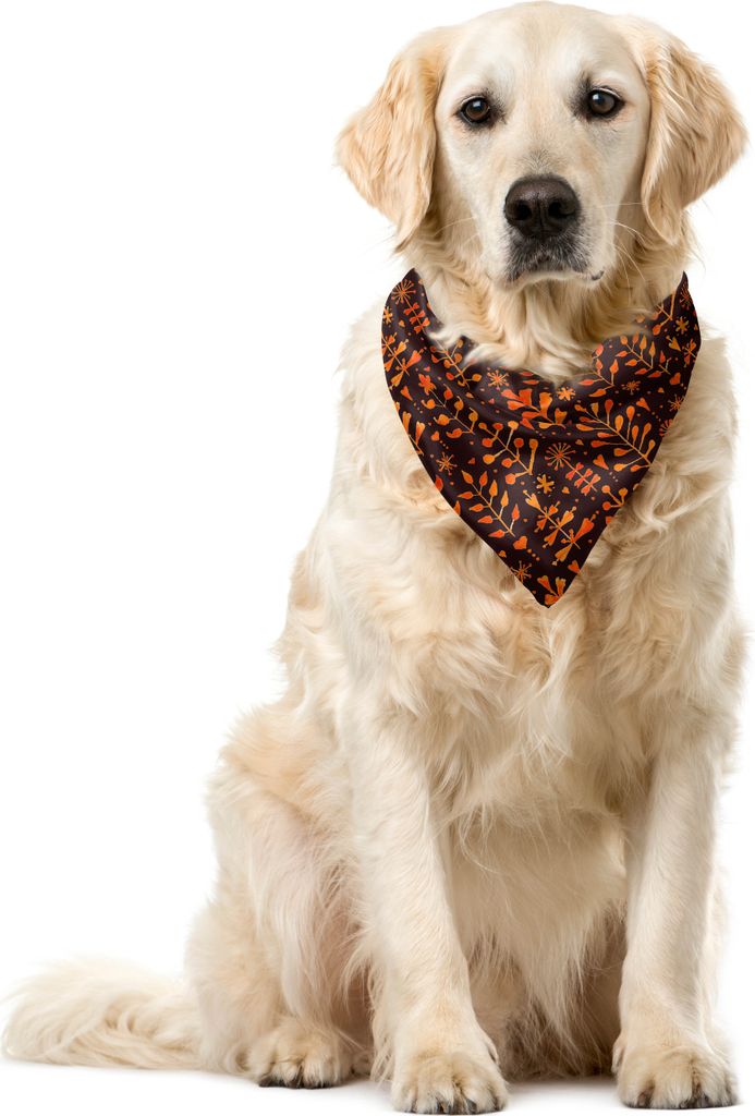 ABAKUHAUS Blumen Haustier Bandana, Herbst-Jahreszeit-Blätter, 55x55 cm, Orange Maroon