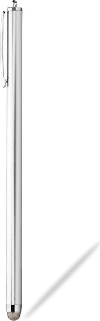 INF Extra Langer kapazitiver Stift aus Aluminiumlegierung mit Stoffspitze und Clip Silber
