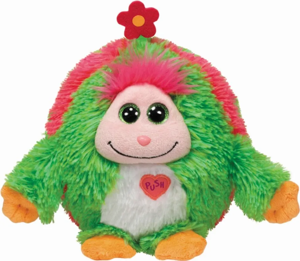 Monstre Vert Daisy 35cm en Velours Doux avec Fleur Rose Décorative