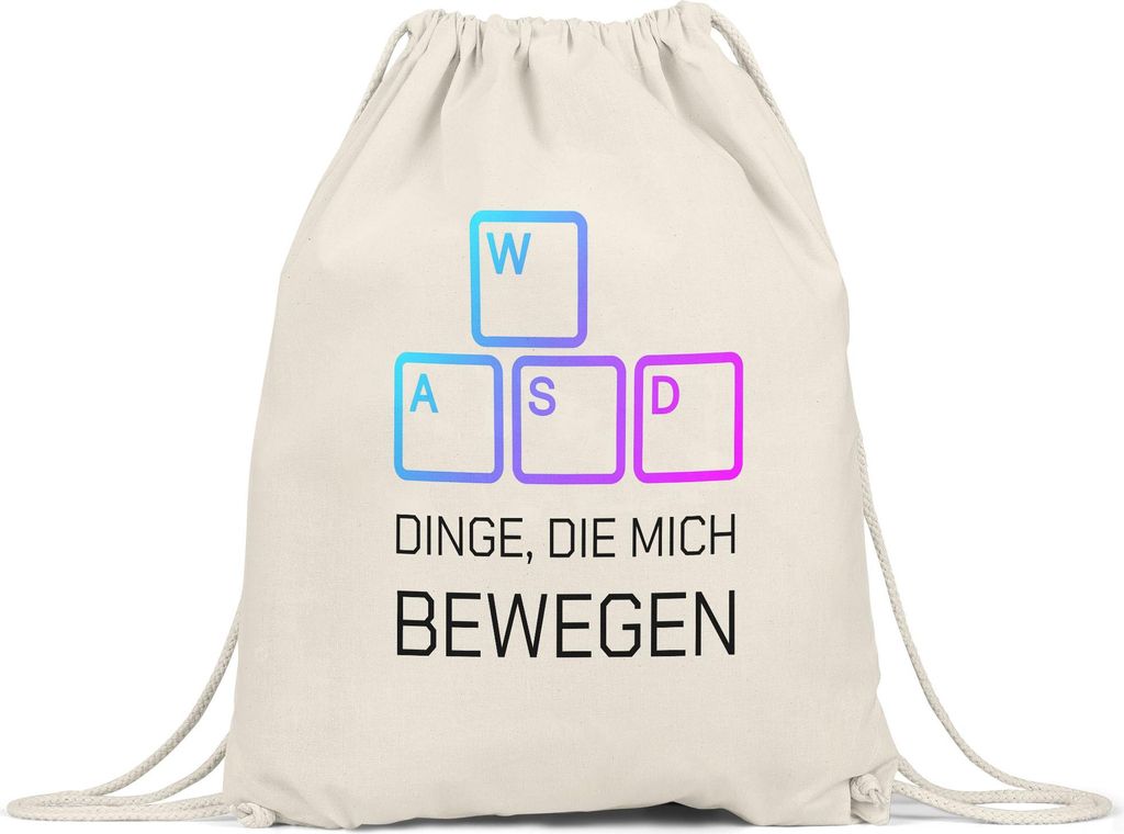 Dinge die mich bewegen WASD Turnbeutel – Gamer Geschenk für Nerds und PC Spieler