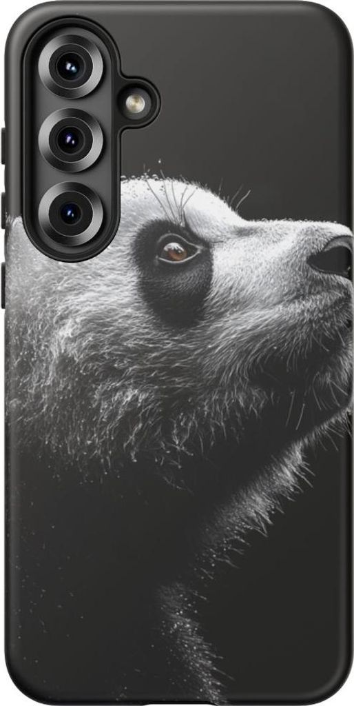 Detaillierte Seitenansicht eines Panda-Kopfes mit braunen Augen – Hülle Kompatibel mit Samsung Galaxy S25 Plus