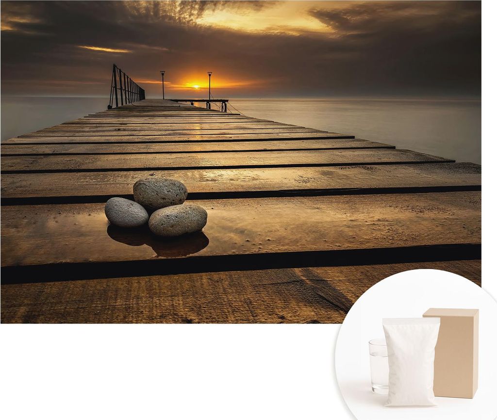 Fototapete - Wandbilder für Wohnzimmer - 104x70 cm - Dekorative Wandfolie - Modernes Design für Wanddekoration - Tapeten für Innenräume - Sonne...