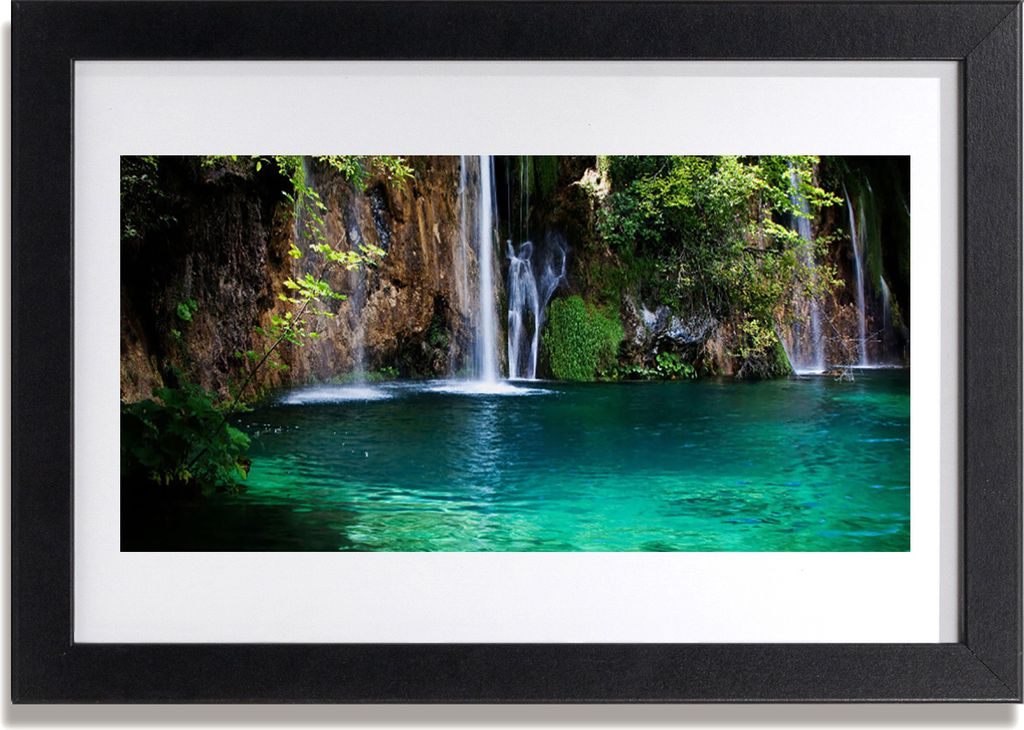 Bild 30x20 MDF-Rahmen Wandkunst See Wasserfall Natur Produktbild 