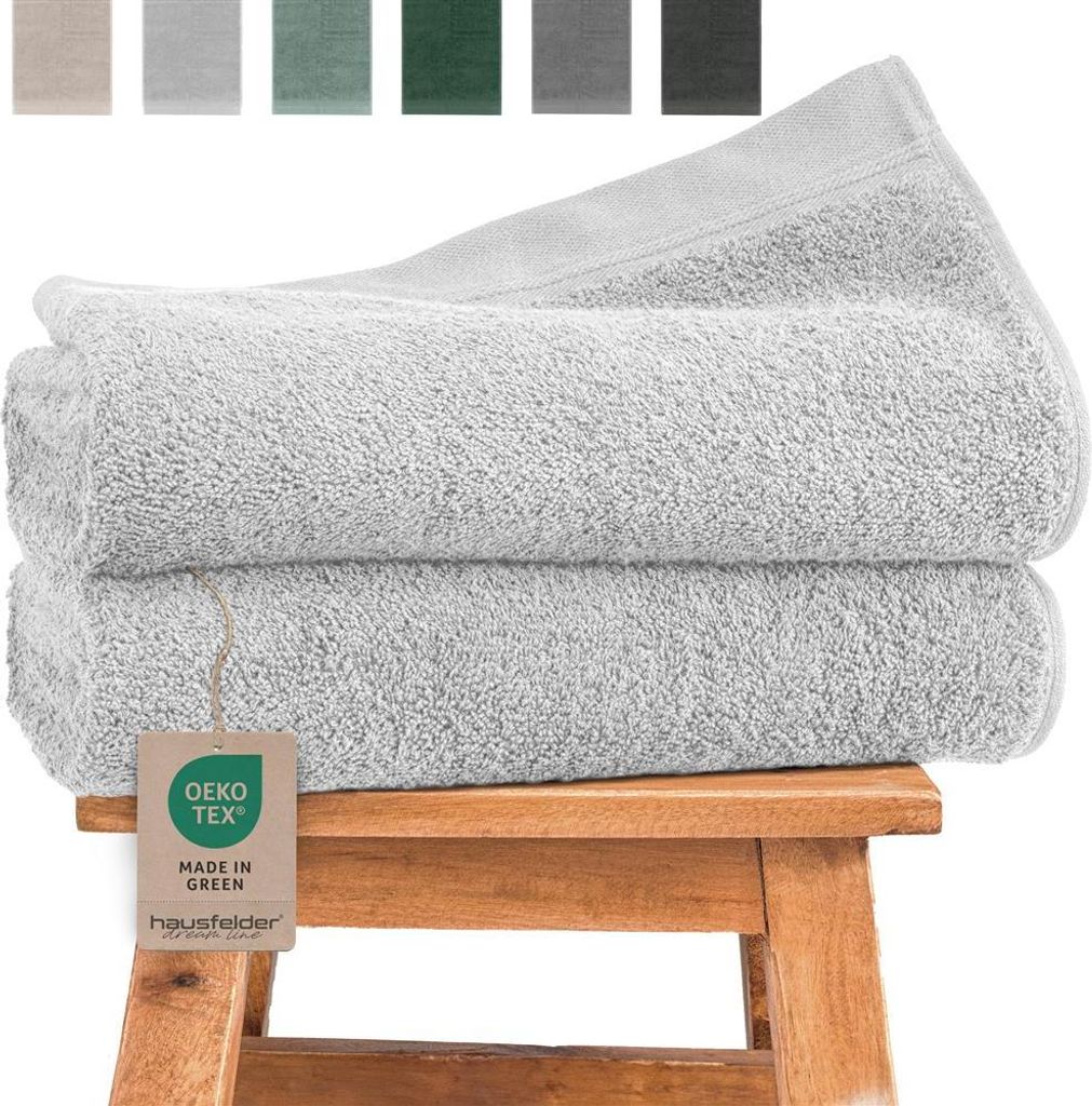 Hausfelder Handtücher Premium Duschtuch 2er Set (Hellgrau, 2 Duschtücher 70x140 cm)