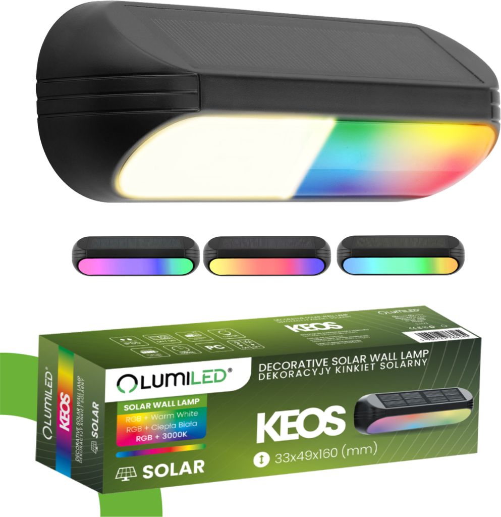 LUMILED 4er-Set Solarleuchte RGB Mehrfarbig Warmweiß Wandlampe für Außen LED Solarlampe Außenwandlampe Wandleuchte Farbwechsel Gartenleuchte IP65