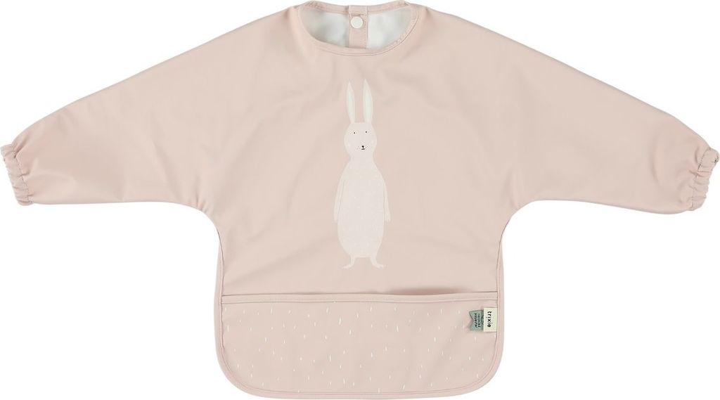 Trixie Lätzchen mit Ärmeln - Wasserdichtes Baby Lätzchen Mrs. Rabbit rosa