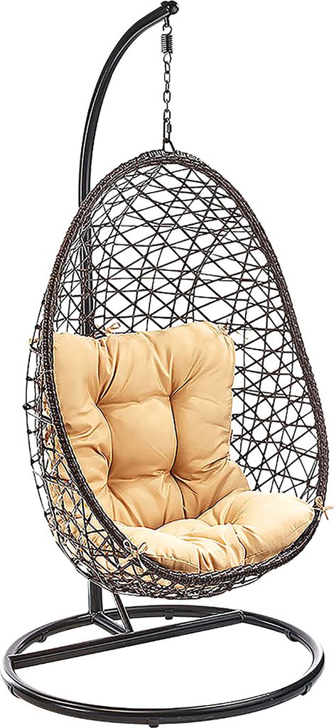 Kobolo Hängekorb CRISSCROSS mit Gestell und Schwingkorb aus Polyrattan - Hängestuhl Gartenschaukel Relaxkissen Gartensessel Hängeschaukel Hänge...