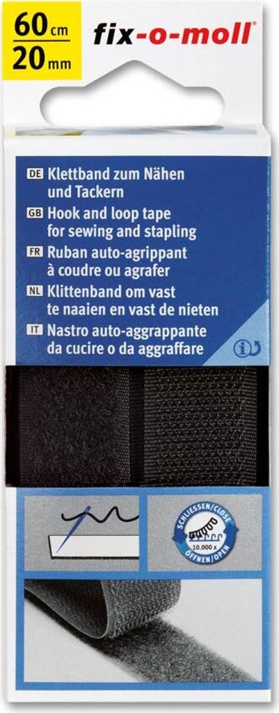 Klettband fix-o-moll zum Nähen 60cm x 20mm schwarz