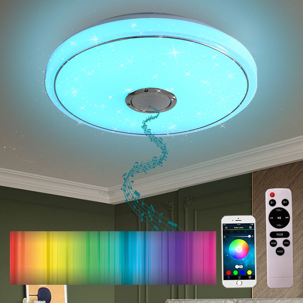 LED Deckenlampe mit Bluetooth Musik Lautsprecher RGB Farbwechsel  Ceiling Light 