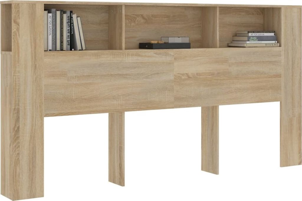 vidaXL Kopfteil mit Ablagen Sonoma-Eiche 200x18,5x104,5 cm