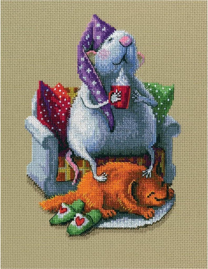 RTO Kreuzstich Set "Wer leitet das Haus?" M796, Zählmuster, 14.5x20.5 cm