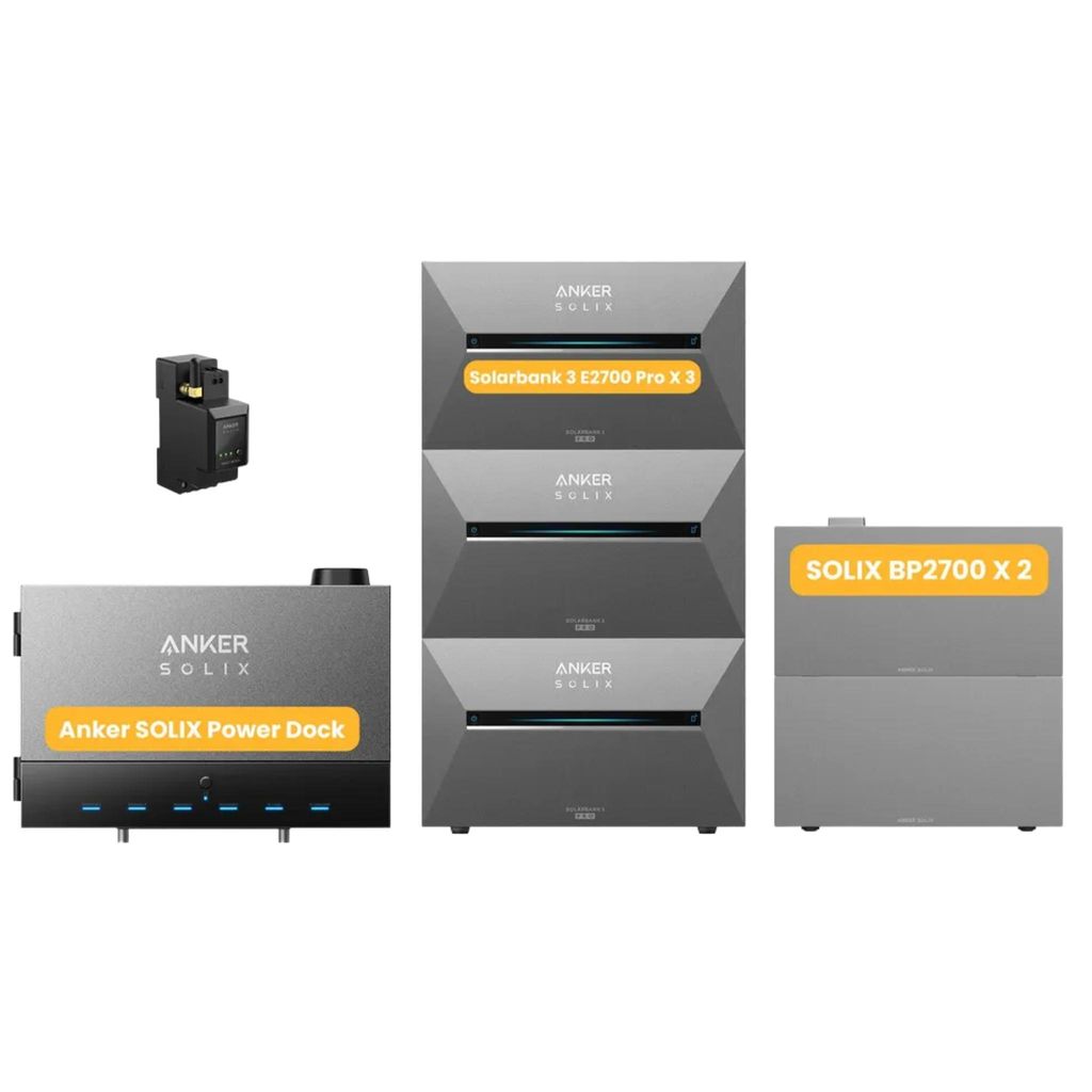 Powerness Balkonkraftwerk Speicher mit Anker Multisystem SOLIX Solarbank Power Dock & 3x Solarbank 3 E2700 Pro, Smart Meter,2x BP2700 Erweiterungsakku